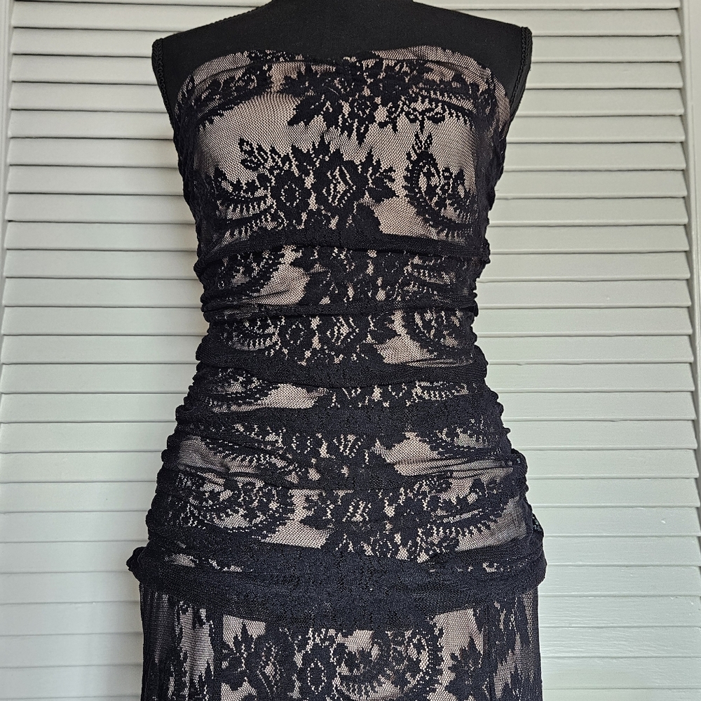 Y2K Black Lace Whimsigoth Dark Romantic Formal Gown Size XS - Picture 5 of 11